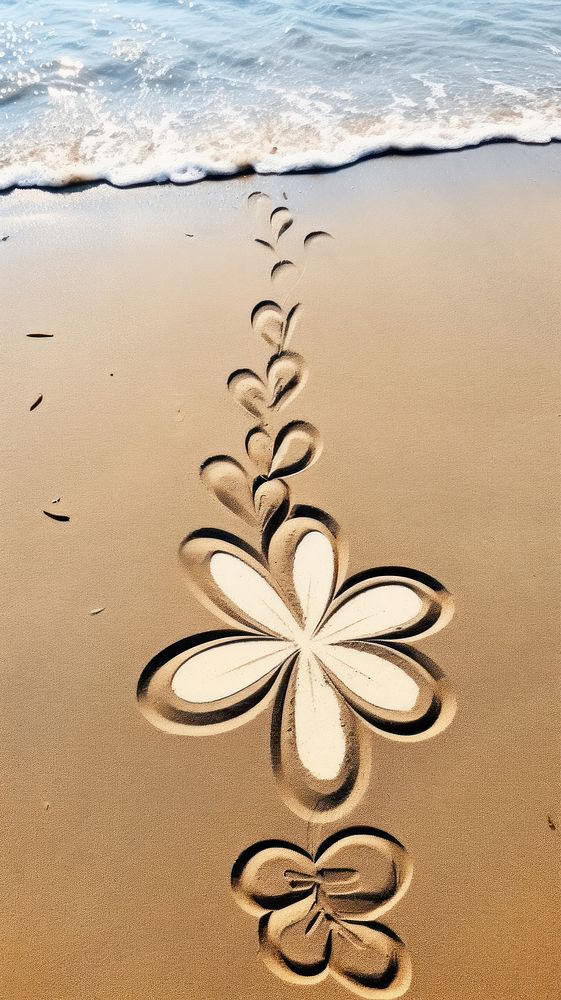 Flower doodle finger-drawing outdoors nature beach.