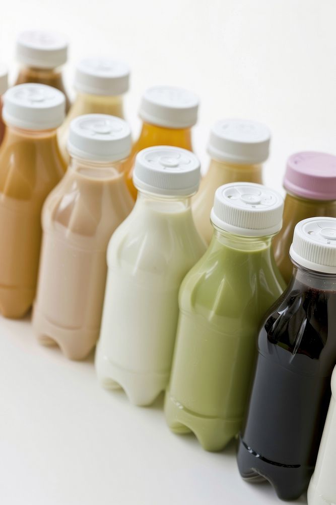 Photo of vegan milks drink juice dairy.