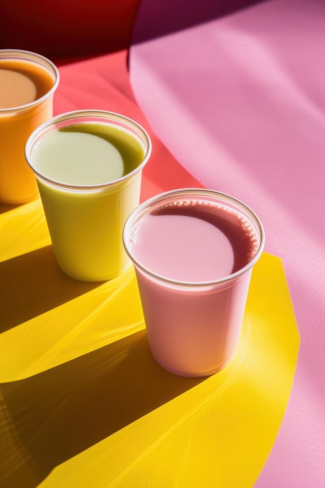 Photo of vegan milks drink juice cup.