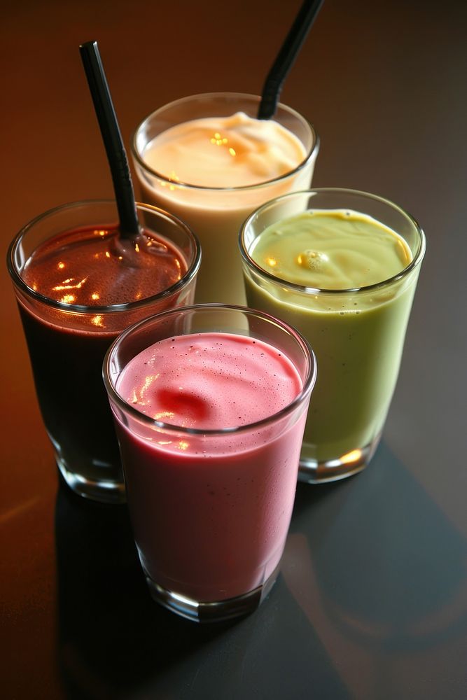 Photo of vegan milks milkshake smoothie drink.