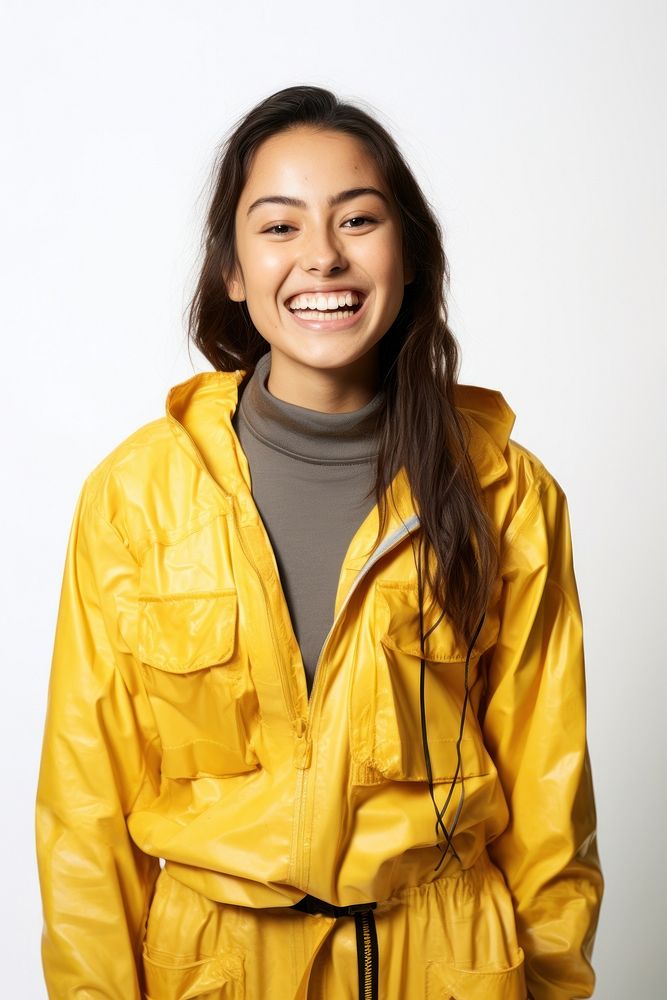 Girl volunteering adult smile coat.