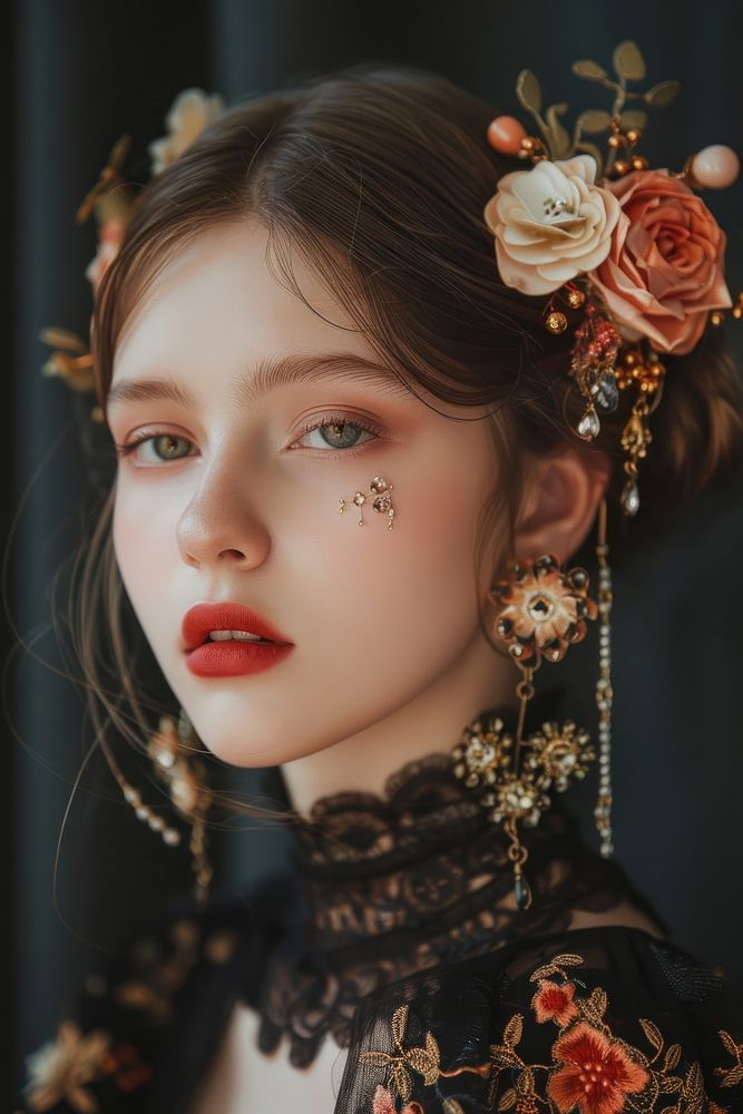 Photography of earrings portrait flower rose.