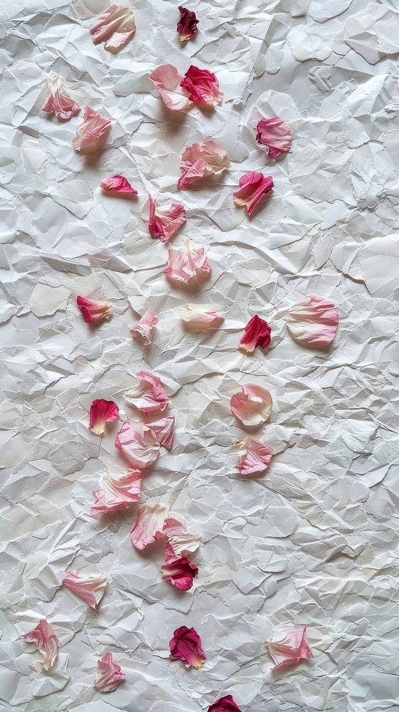 White mulberry paper filled with flower petals textured backgrounds plant fragility.