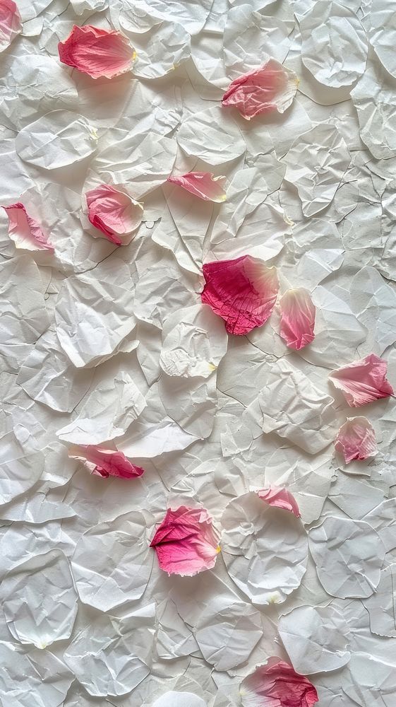 White mulberry paper filled with flower petals textured backgrounds plant leaf.