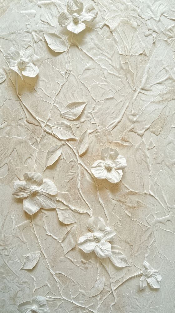 White mulberry paper with flowers textured backgrounds pattern creativity.