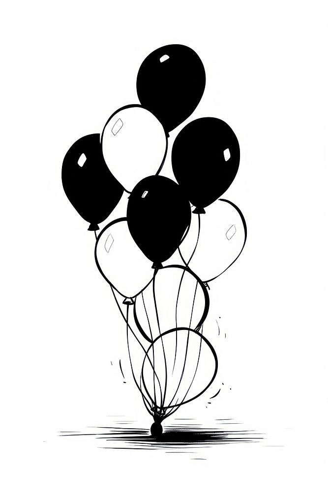 Illustration of a minimal simple party balloons cartoon sketch line.