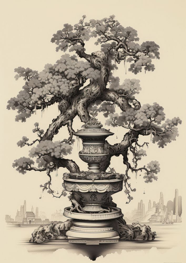 Bonsai drawing bonsai sketch.
