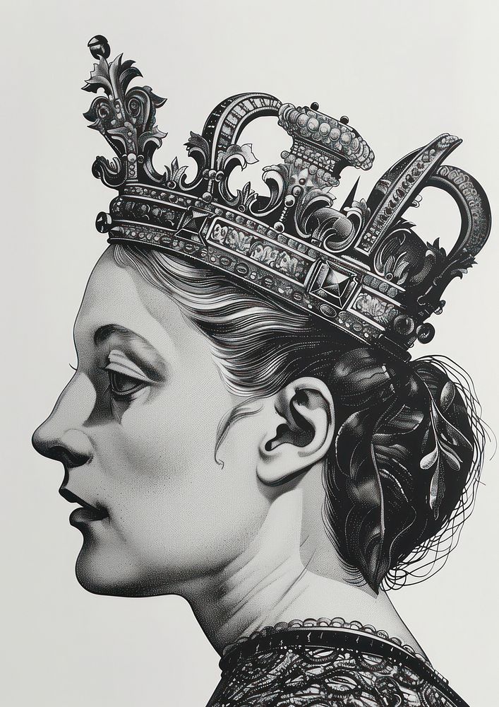A Queen wearing crown portrait drawing adult.
