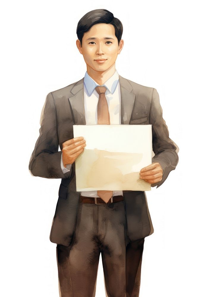 Asian businessman portrait standing holding.
