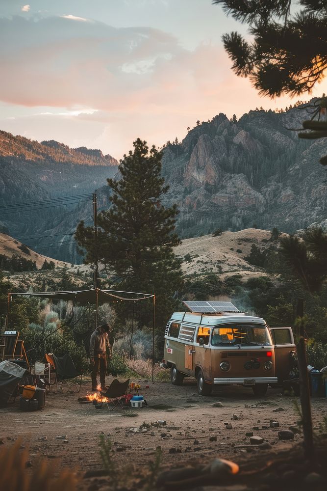Rocky mountains outdoors vehicle camping.