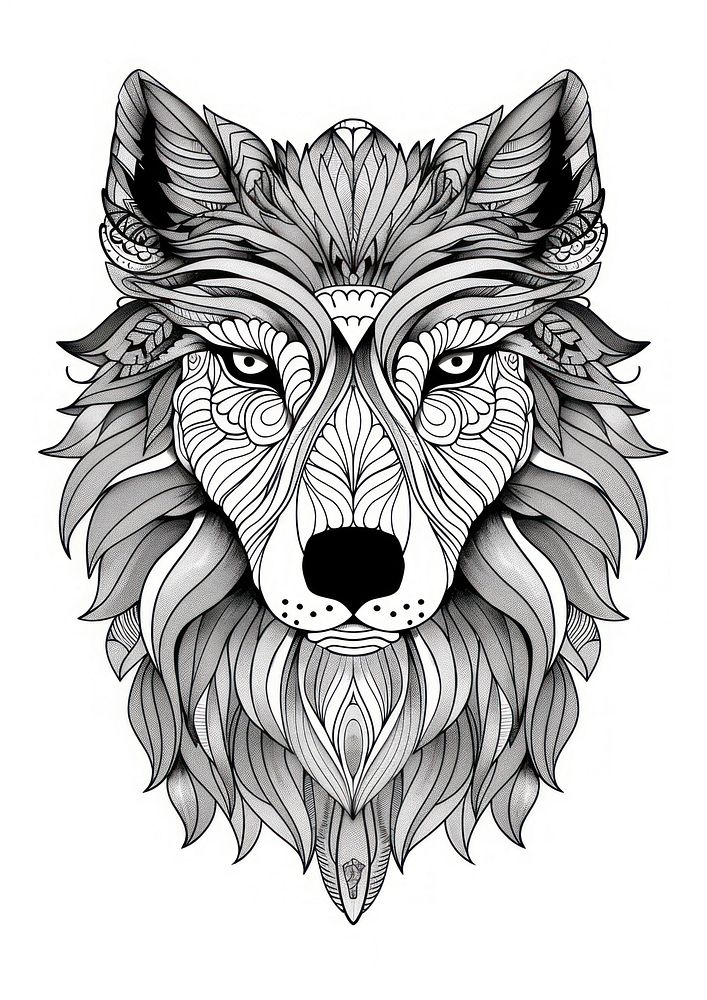 Wolf illustrated drawing sketch.