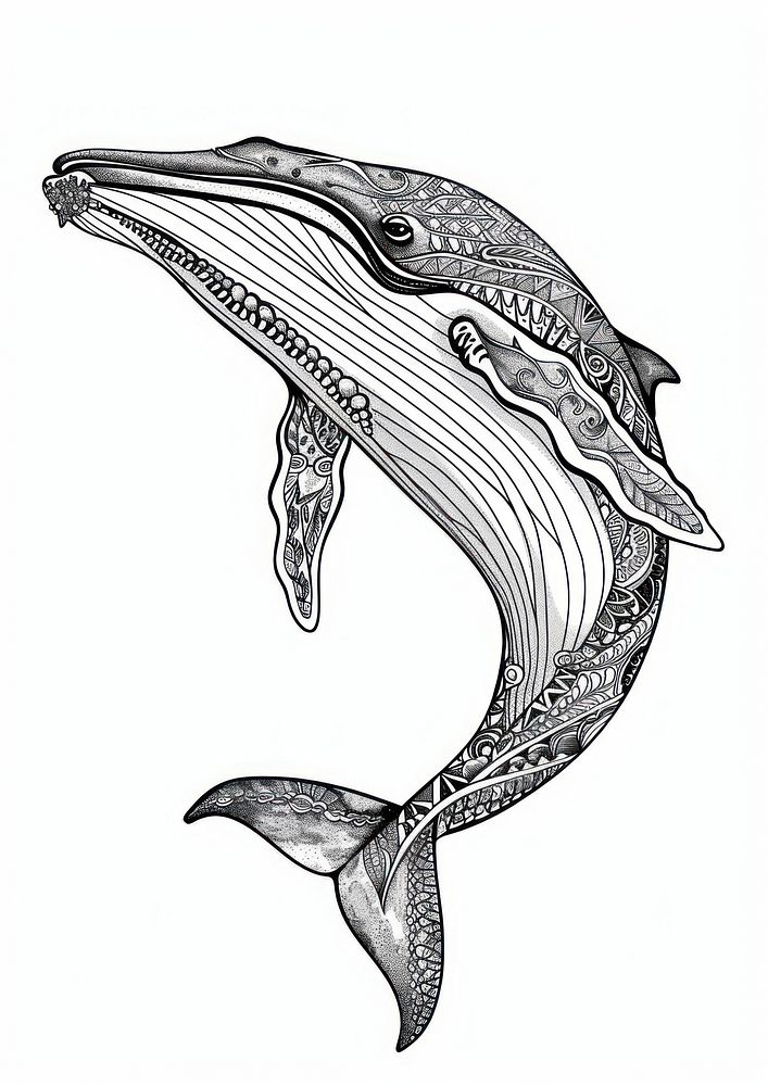 Blue whale illustrated drawing dolphin.