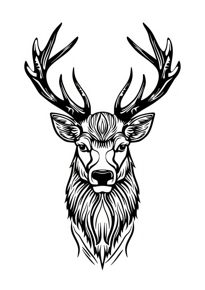 Deer illustrated wildlife drawing.