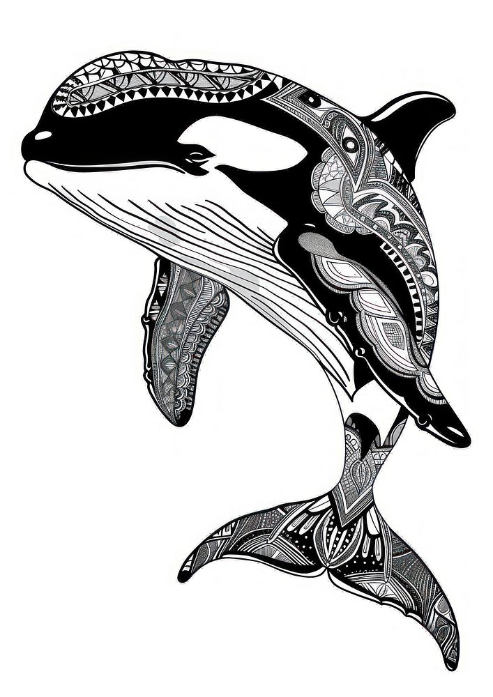 Killer whale illustrated drawing animal.
