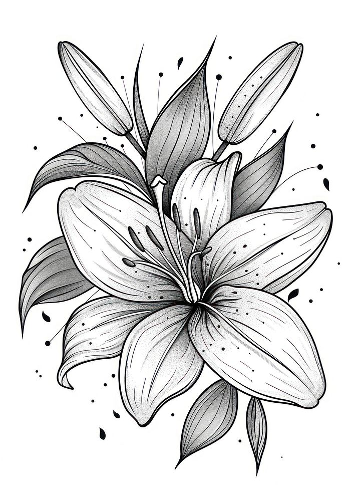 Lily flower illustrated graphics drawing.