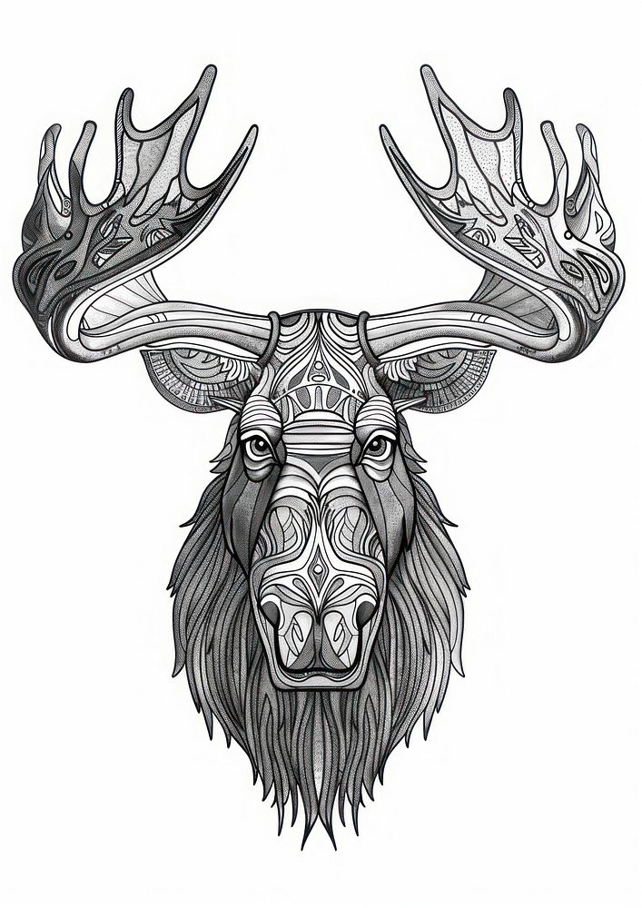 Moose illustrated wildlife drawing.