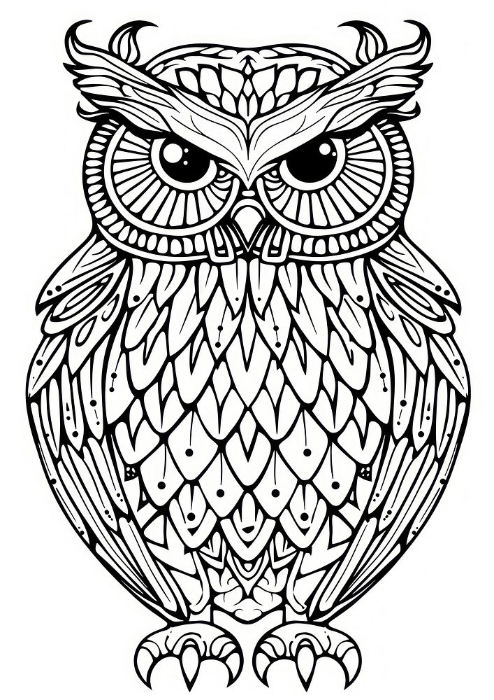 Owl illustrated drawing doodle.