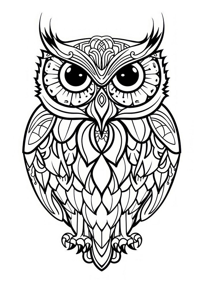 Owl illustrated chandelier drawing. | Free Photo Illustration - rawpixel