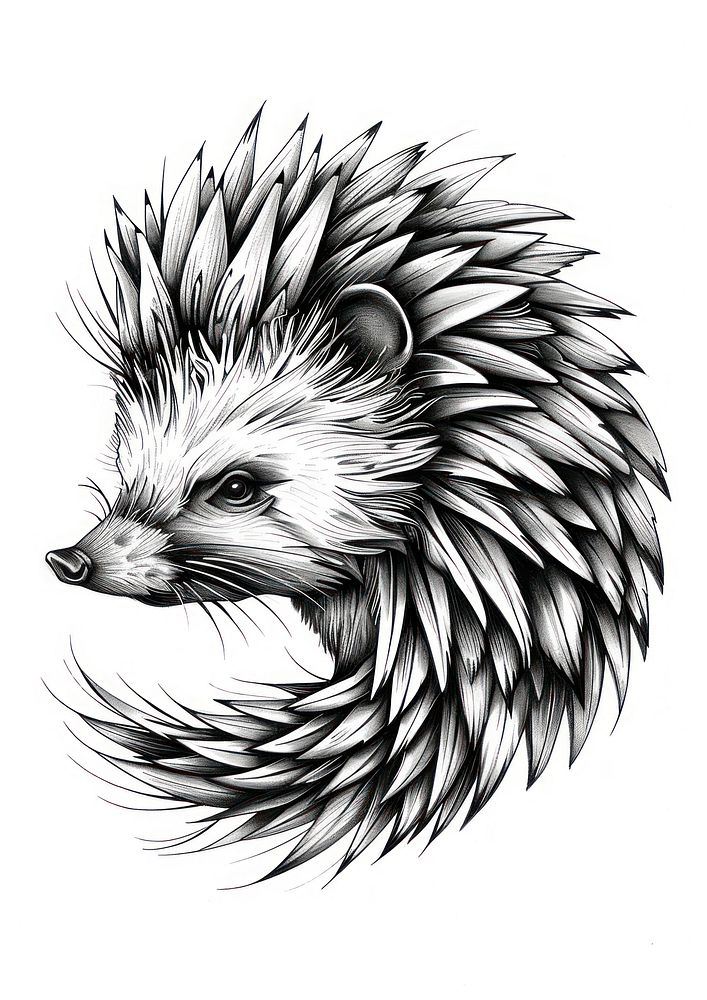 Porcupine illustrated drawing sketch.