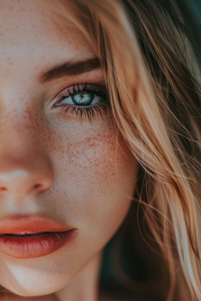 Model freckle person female.