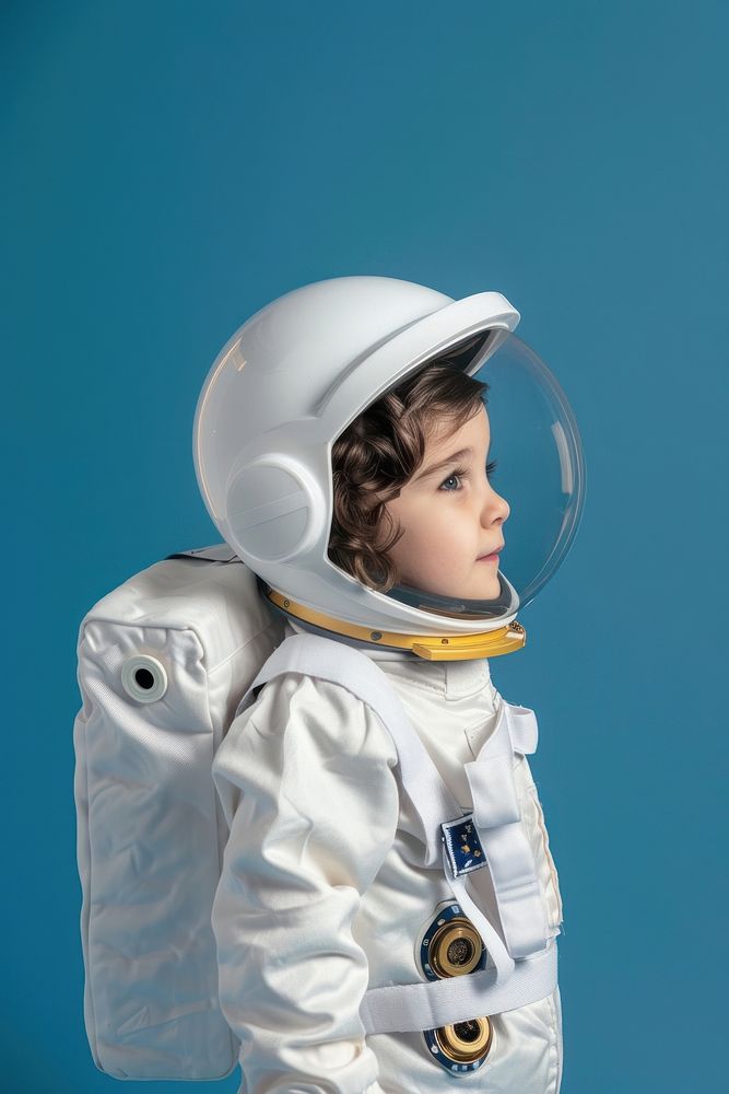 Astronaut kid side portrait person helmet human.