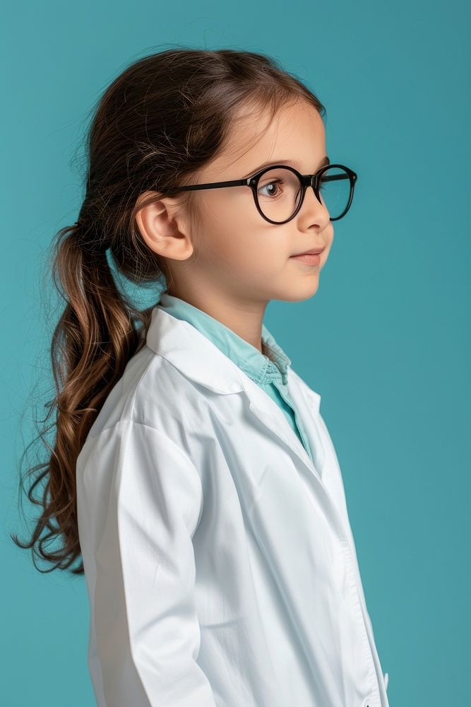 Doctor kid side portrait clothing apparel female.