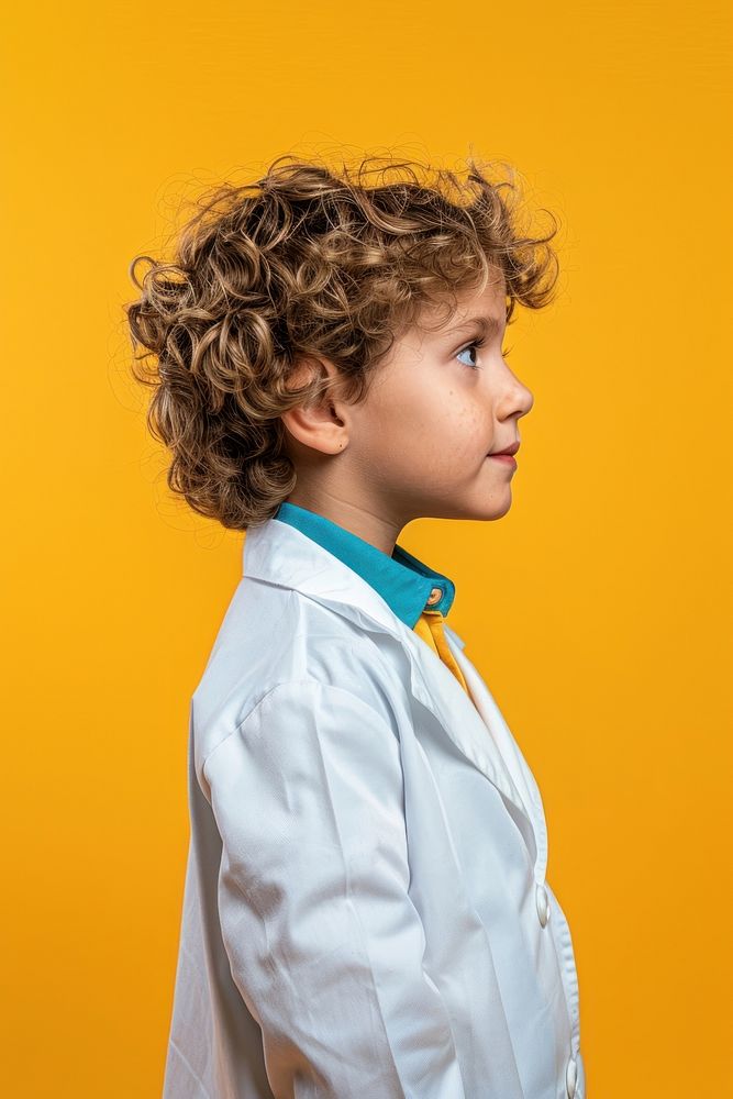 Doctor kid side portrait clothing apparel person.