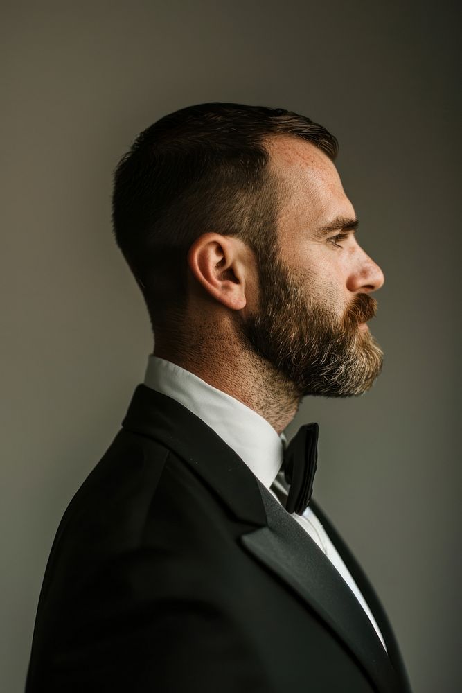 Groom side portrait photo photography clothing.