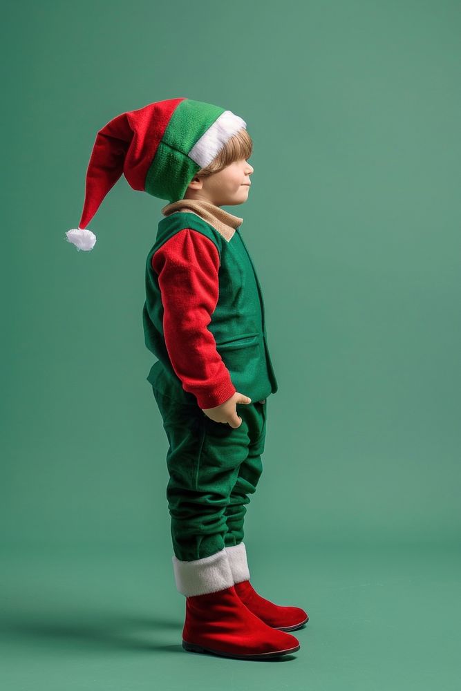Elf outfit side portrait kid person child.