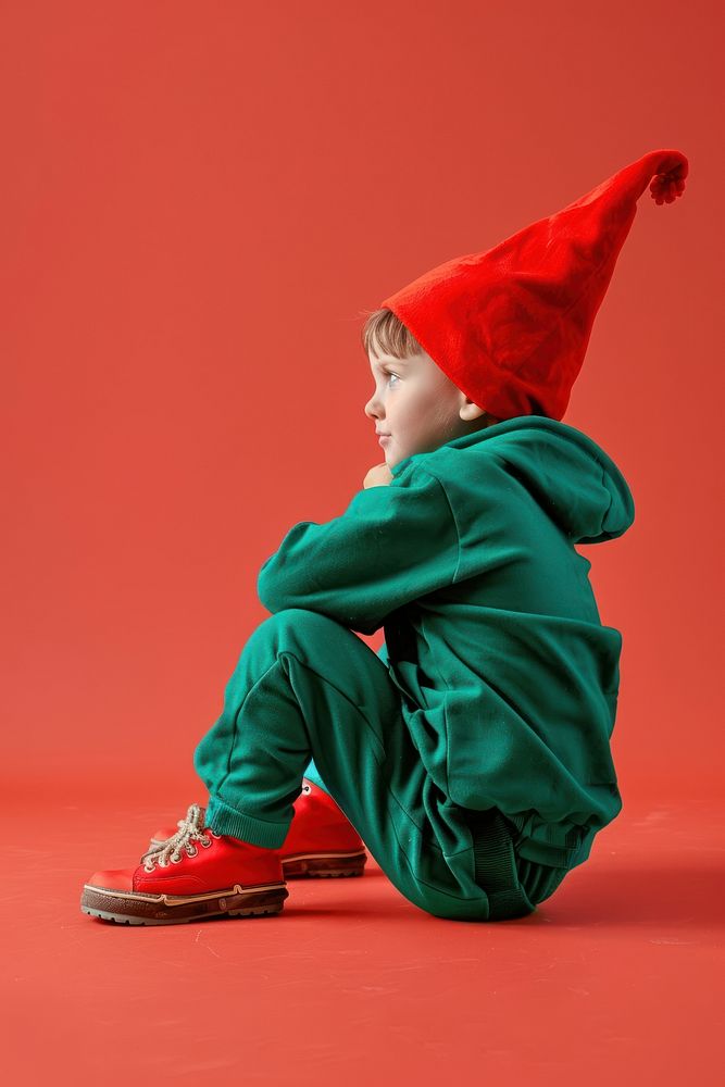 Elf outfit side portrait photo kid photography.