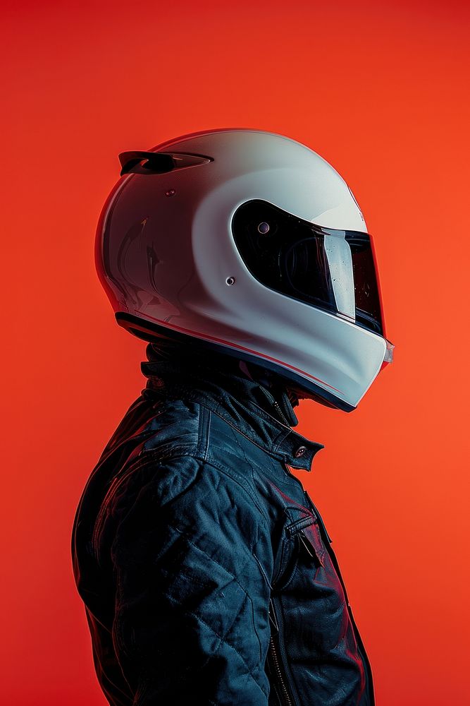 Racer side portrait helmet clothing apparel.