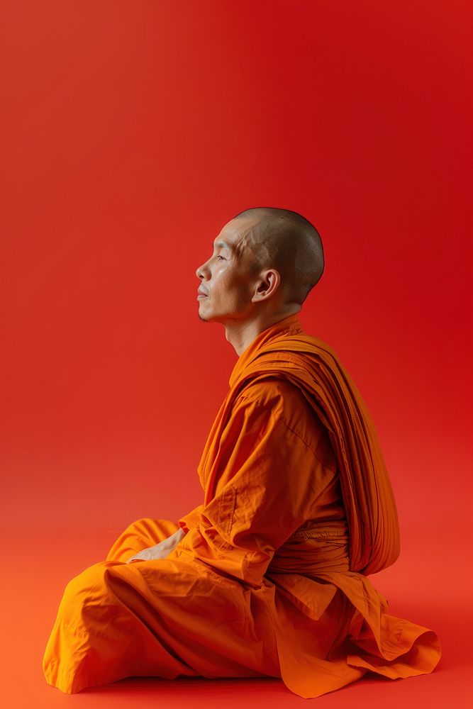 Monk side portrait person adult human.