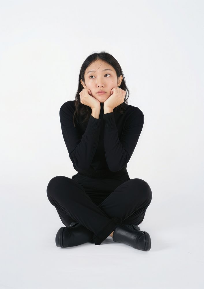 Unhappy asian woman photography sitting portrait.