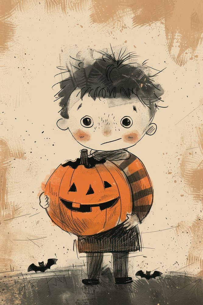 Kid holding halloween pumpkin festival person human.