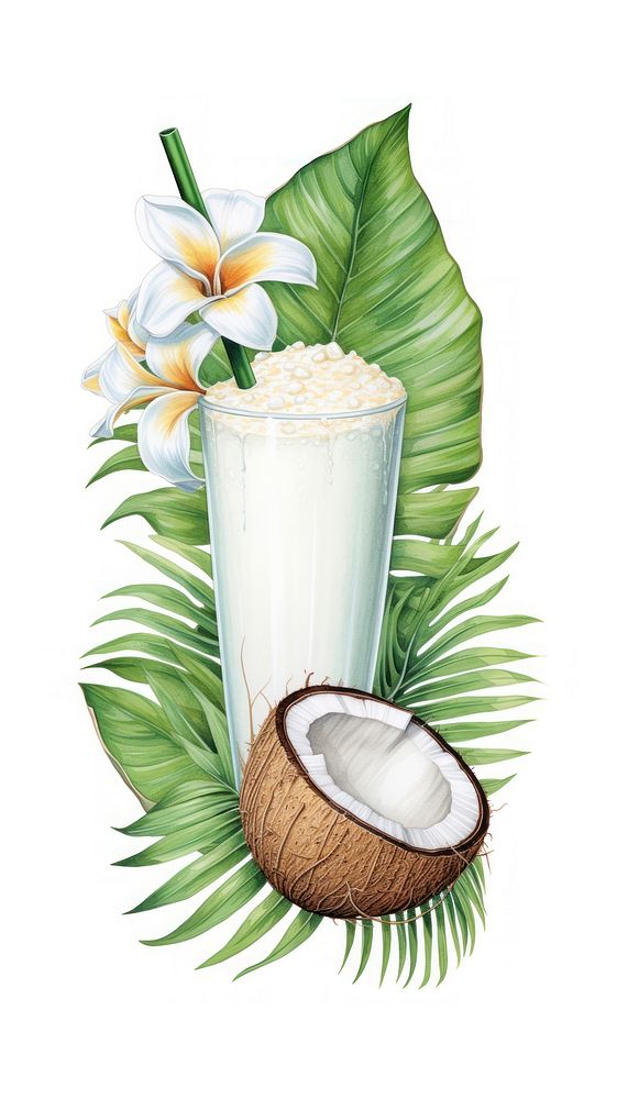 Coconut smoothie beverage produce fruit.