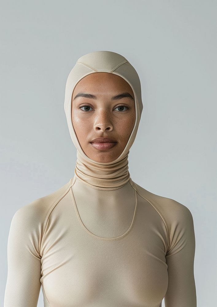 Tan skin woman face clothing swimwear.
