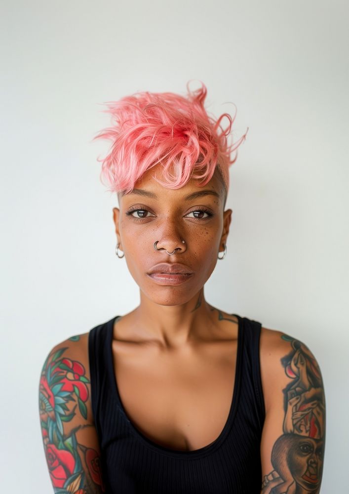 Young black women tattoo hair person.
