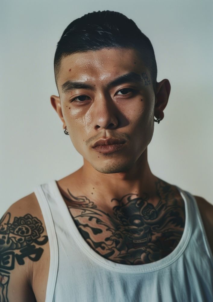 Chinese male tattoo face shoulder. | Free Photo - rawpixel