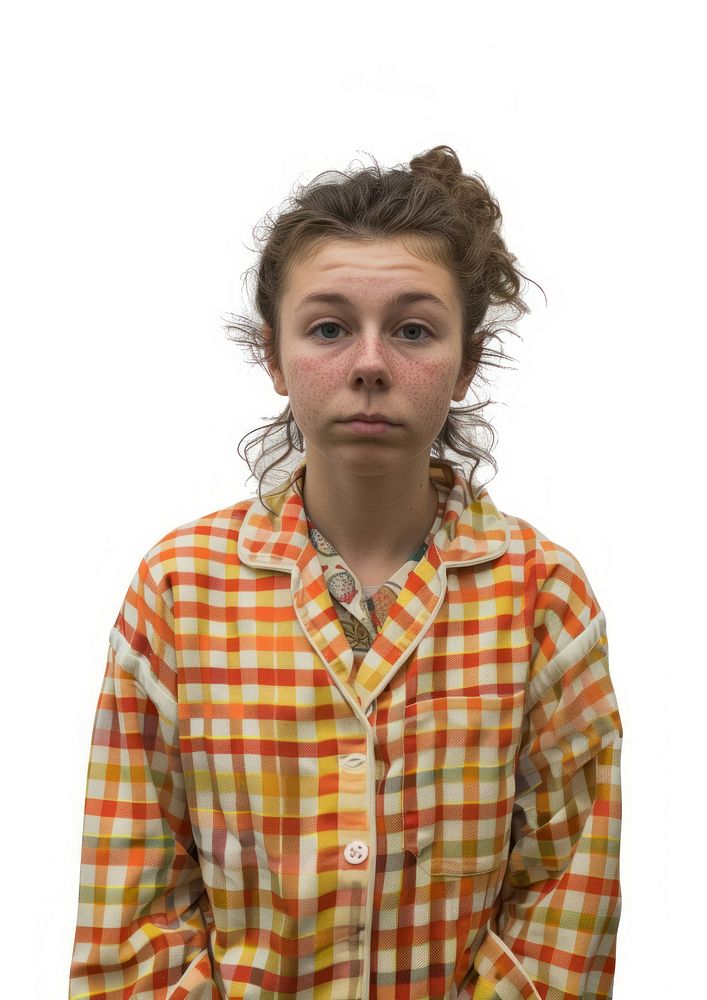 Female wearing pajamas portrait photo face.
