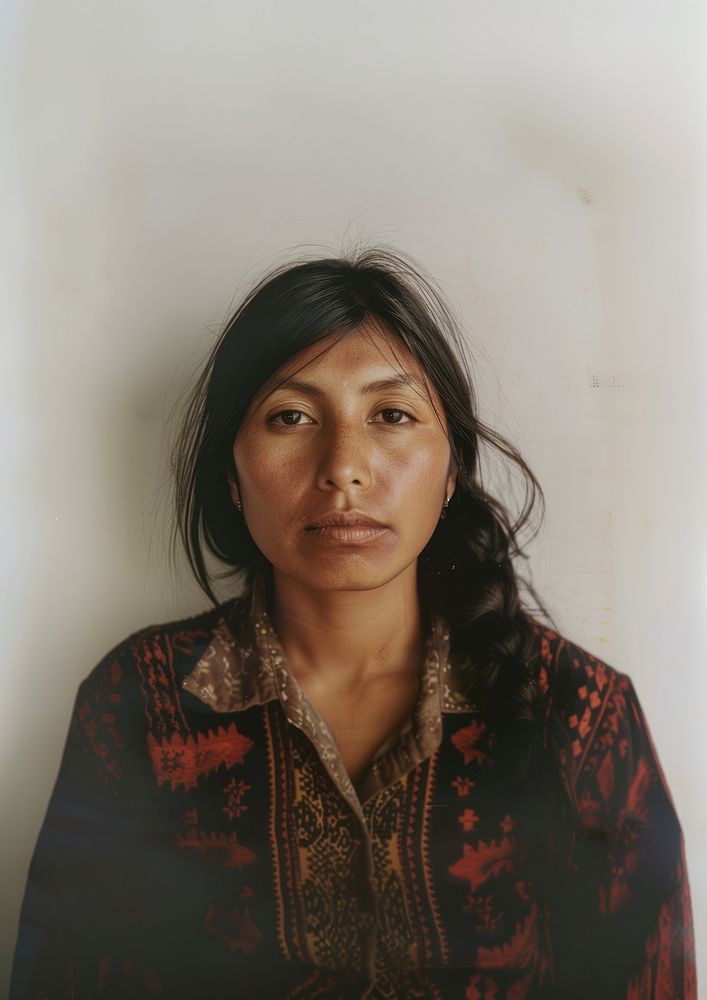 Peruvian woman portrait photo face.