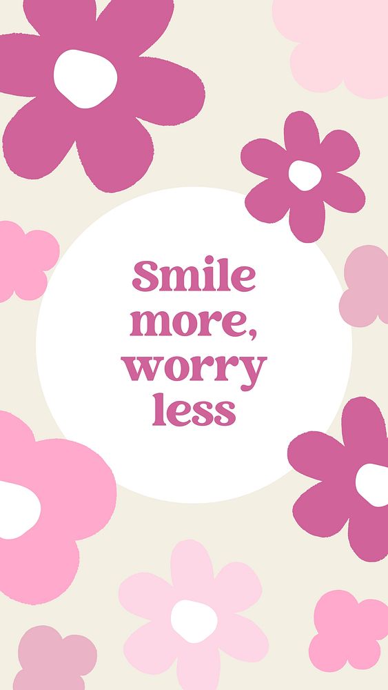 Smile more, worry less quote Facebook story template