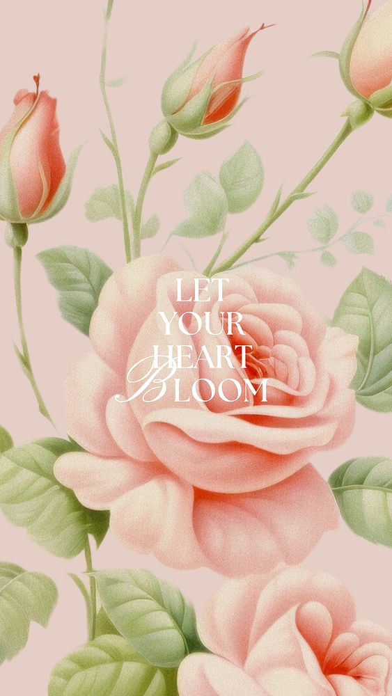 Let your heart bloom quote Facebook story template