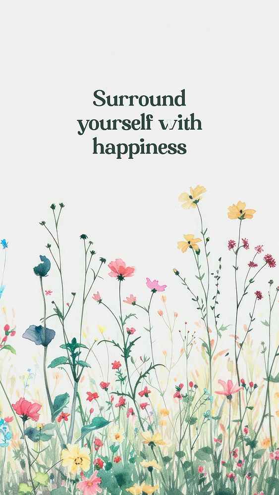 Surround yourself happiness quote Facebook story template