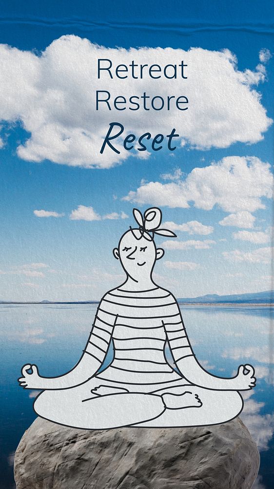 Retreat, restore & reset quote Facebook story template
