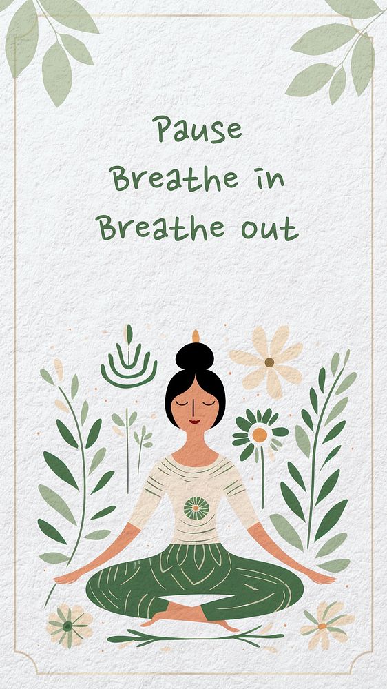 Pause & breathe quote Facebook story template