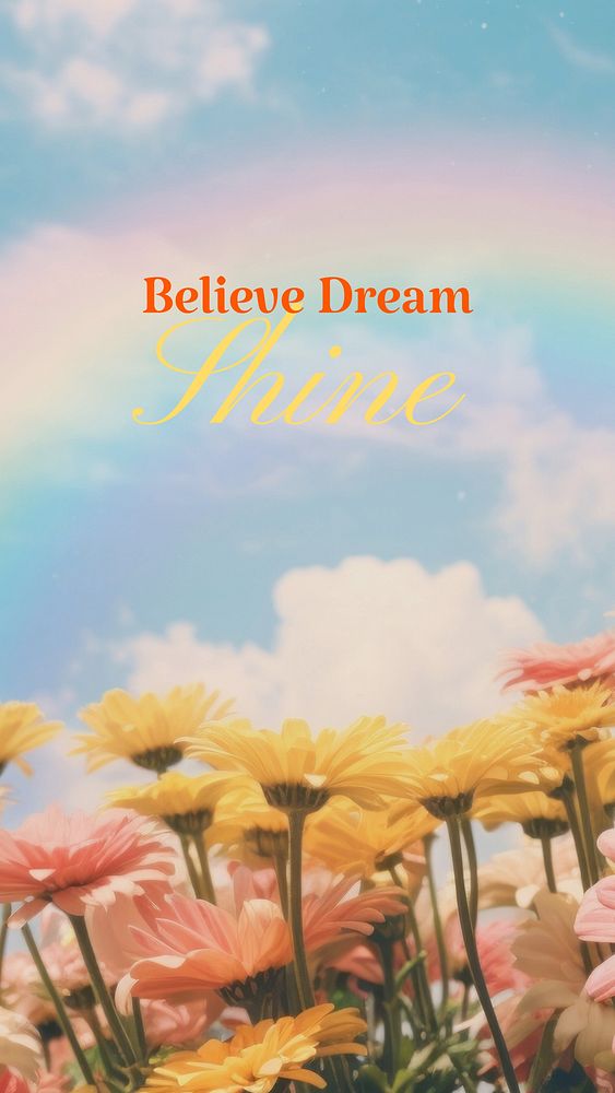 Believe dream shine quote Facebook story template