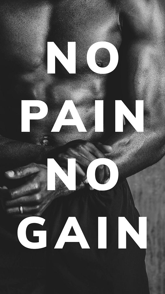 No pain no gain quote Facebook story template