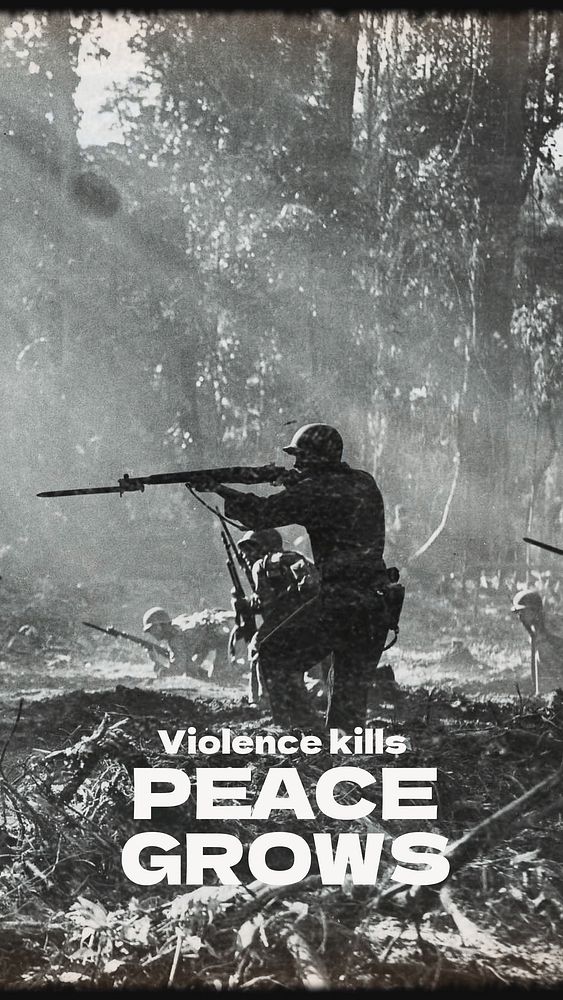Violence kills peace grows quote Facebook story template