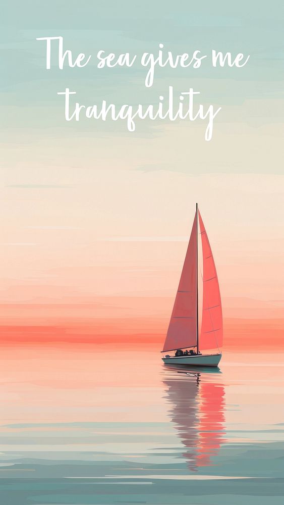 The sea gives me tranquility quote Facebook story template