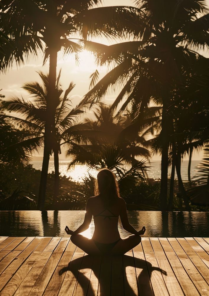 Woman meditating yoga exercise fitness.